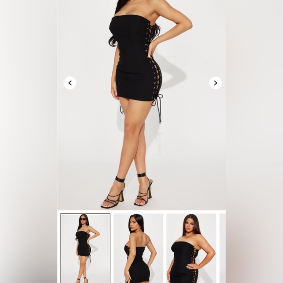 Fashion Nova black mini bodycon dress with corset sides. - Picture 5 of 5